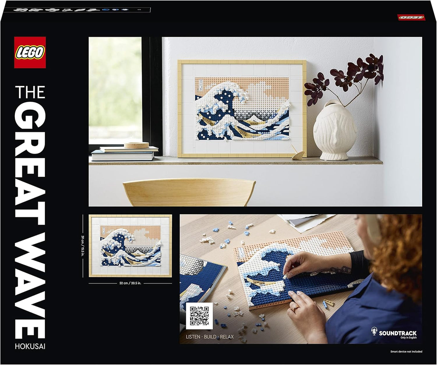 LEGO 31208 Art Hokusai - The Great Wave 3D japanska väggdekorationer Hantverksset Inramad havsduk Vuxenhobbyer DYI Hemkontorsdekorationer Byggsatser Besuche den LEGO-Store