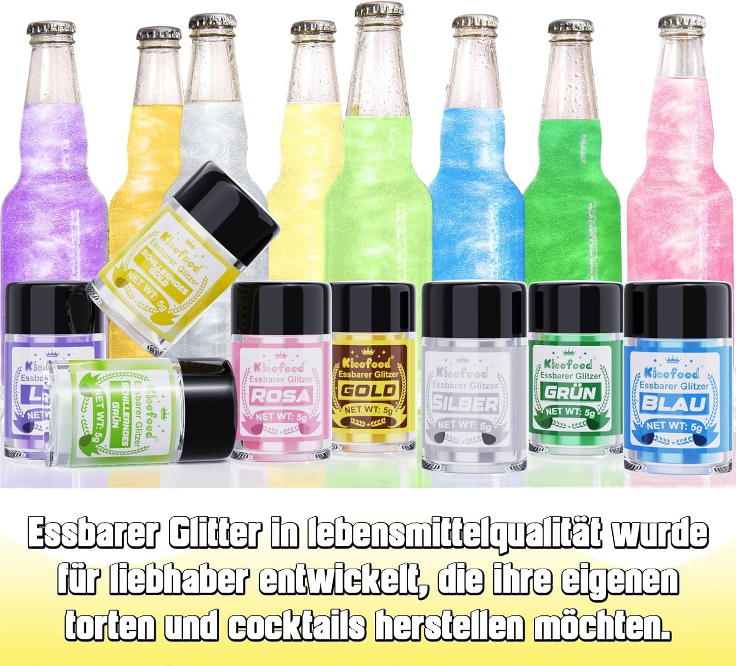 Kicofood, ätbart glitter, 5 gram, olika färger Glitter Naty Shop