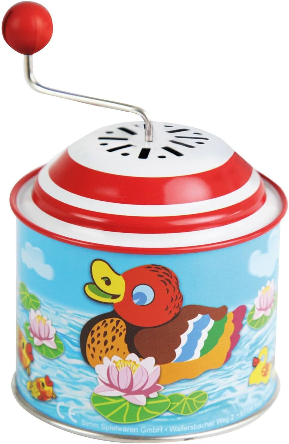 LENA 52761 Små ankungar speldosa, speldosa ca. 10,5 x 7,5 cm Melody Tenn Musikdosa Metallmusikdosa fatorgel i 18 månader Baby Duck Mönster Orgel Musikdosa Färgglad Bebe Naty Shop Toys Standardtitel