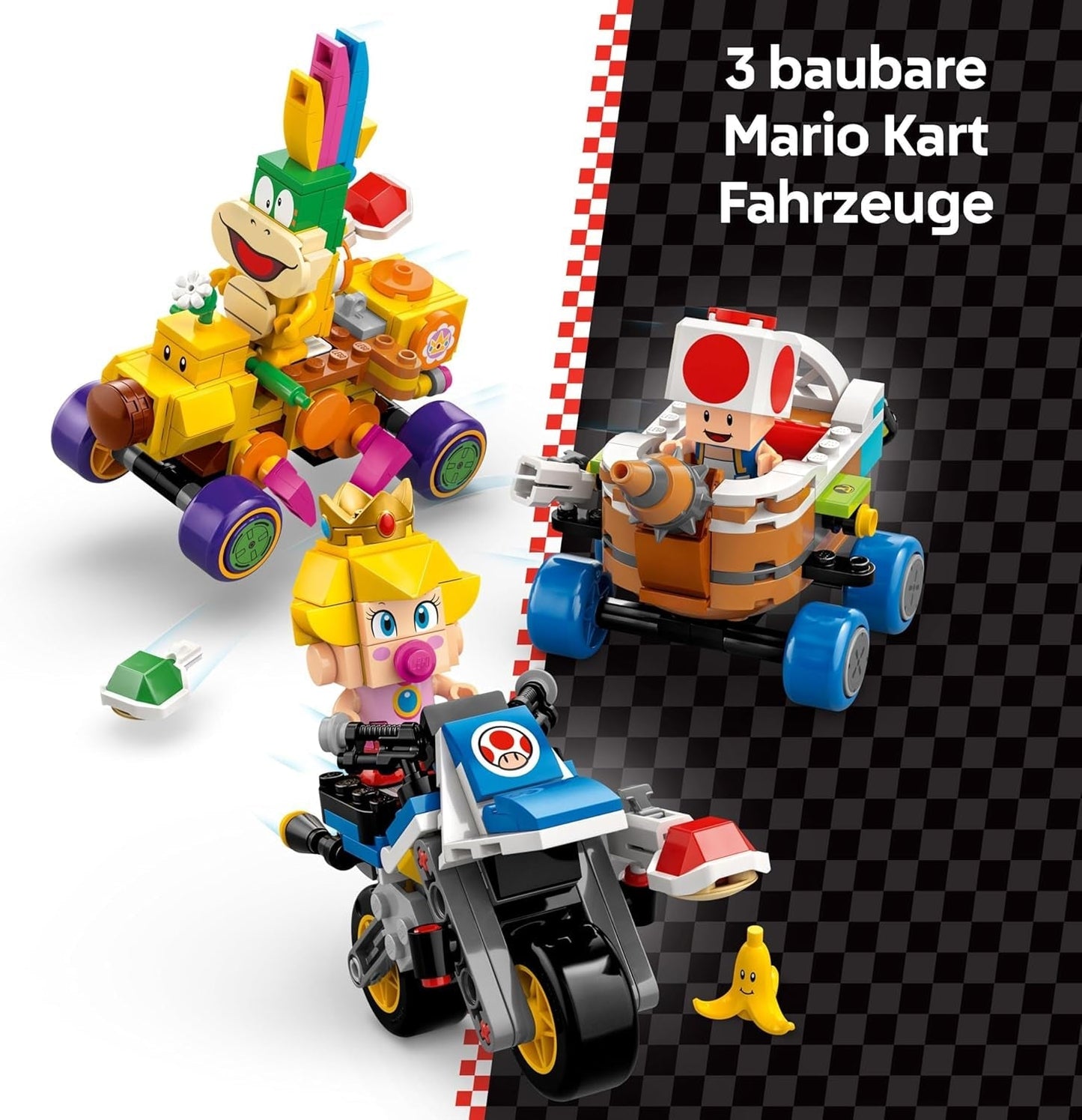 LEGO Super Mario: Mario Kart - Baby Peach & Grand Prix Set, Nintendo Figures - Padda, Lakitu, Baby Peach och Lemmy, Present för pojkar, tjejer och spelare 8+, Äventyrsleksak 72036 Byggset Beuche den LEGO-Store