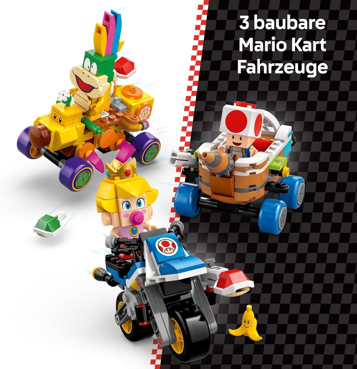 LEGO Super Mario: Mario Kart - Baby Peach & Grand Prix Set, Nintendo Figures - Padda, Lakitu, Baby Peach och Lemmy, Present för pojkar, tjejer och spelare 8+, Äventyrsleksak 72036 Byggset Beuche den LEGO-Store