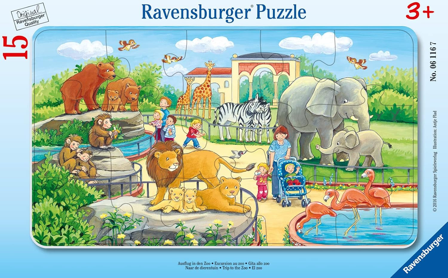Ravensburger barnpussel - 06116 Zoo Trip - 15-delad pusselram för barn från 3 år Pussel Naty Shop Singel