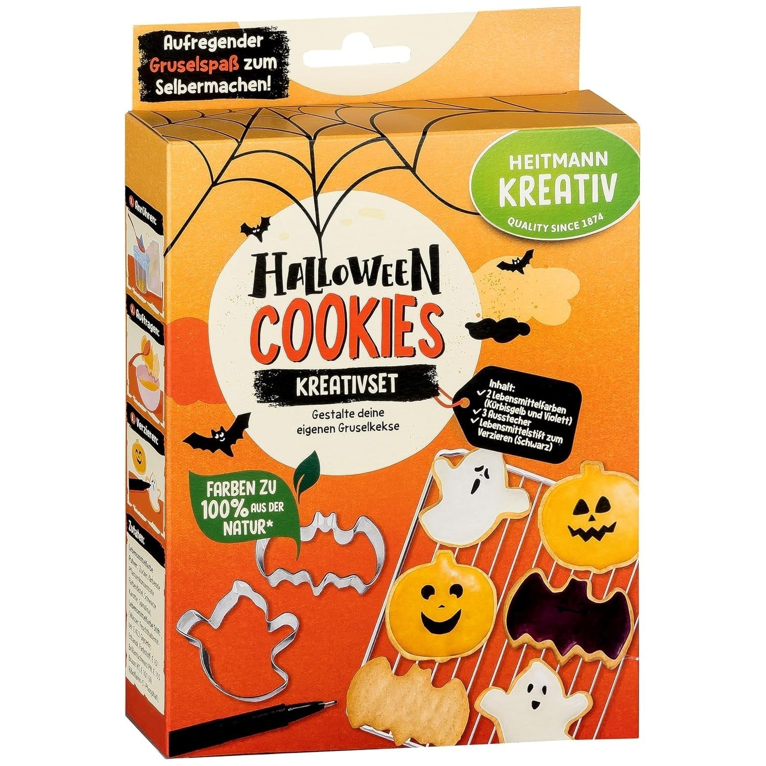 HEITMANN KREATIV - Creative Halloween Frukttuggummi Set - Växtbaserade pulverfärgämnen - Rosa - DIY Ghost Shape Frukttuggummin med hallonsmak