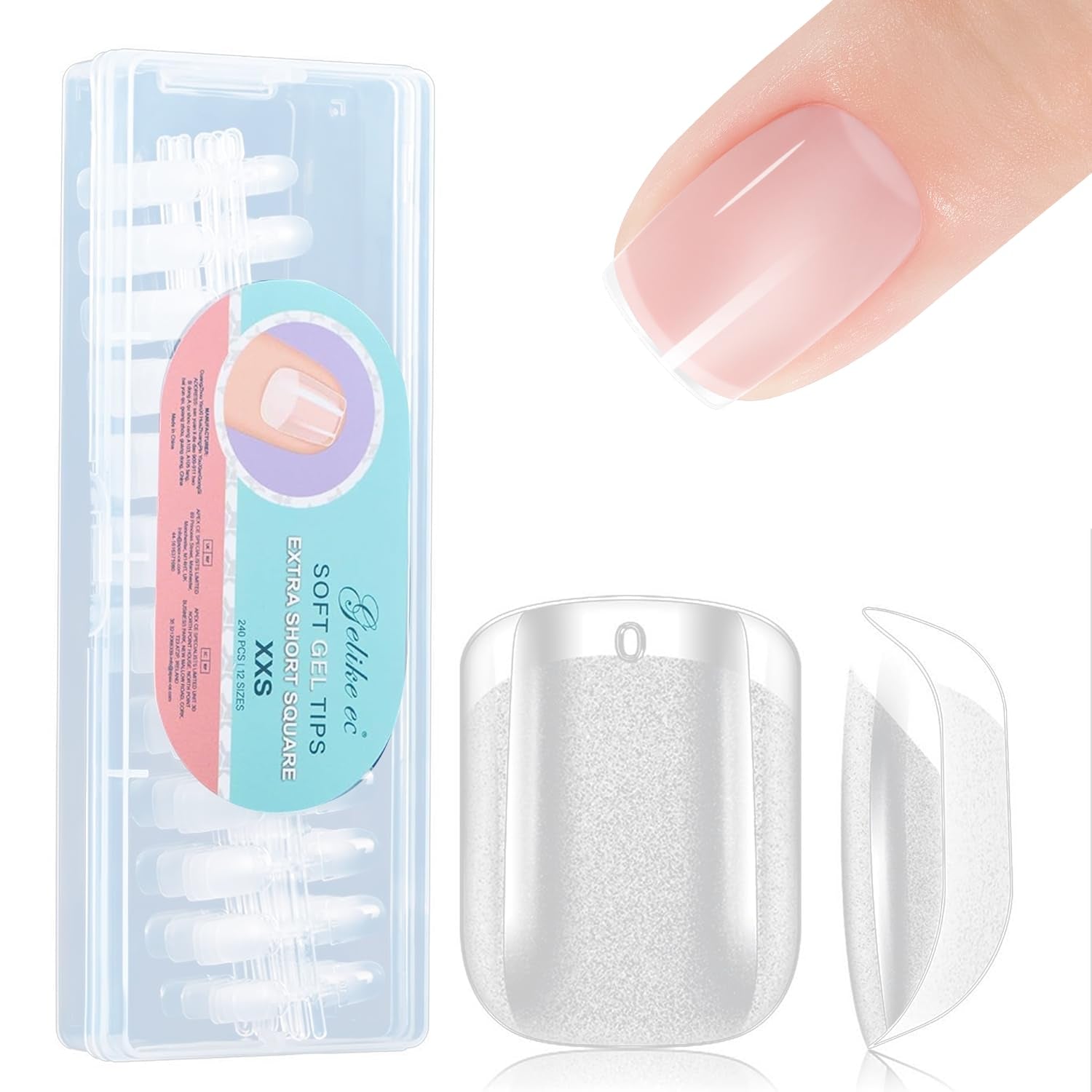 Gelike Ec Short Almond Nails - Heltäckande mjuka naglar, förpolerade konstgjorda naglar för nagelförlängning, Hemma Nagelstudio, Gör-det-själv-salong, 120 st, 12 storlekar