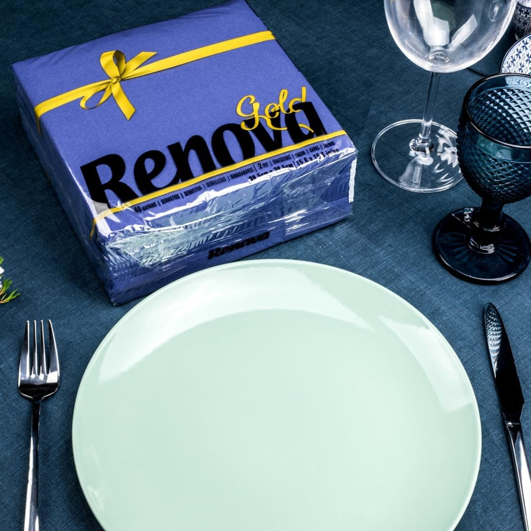 Renova pappersservetter, gyllene blå - 40 servetter