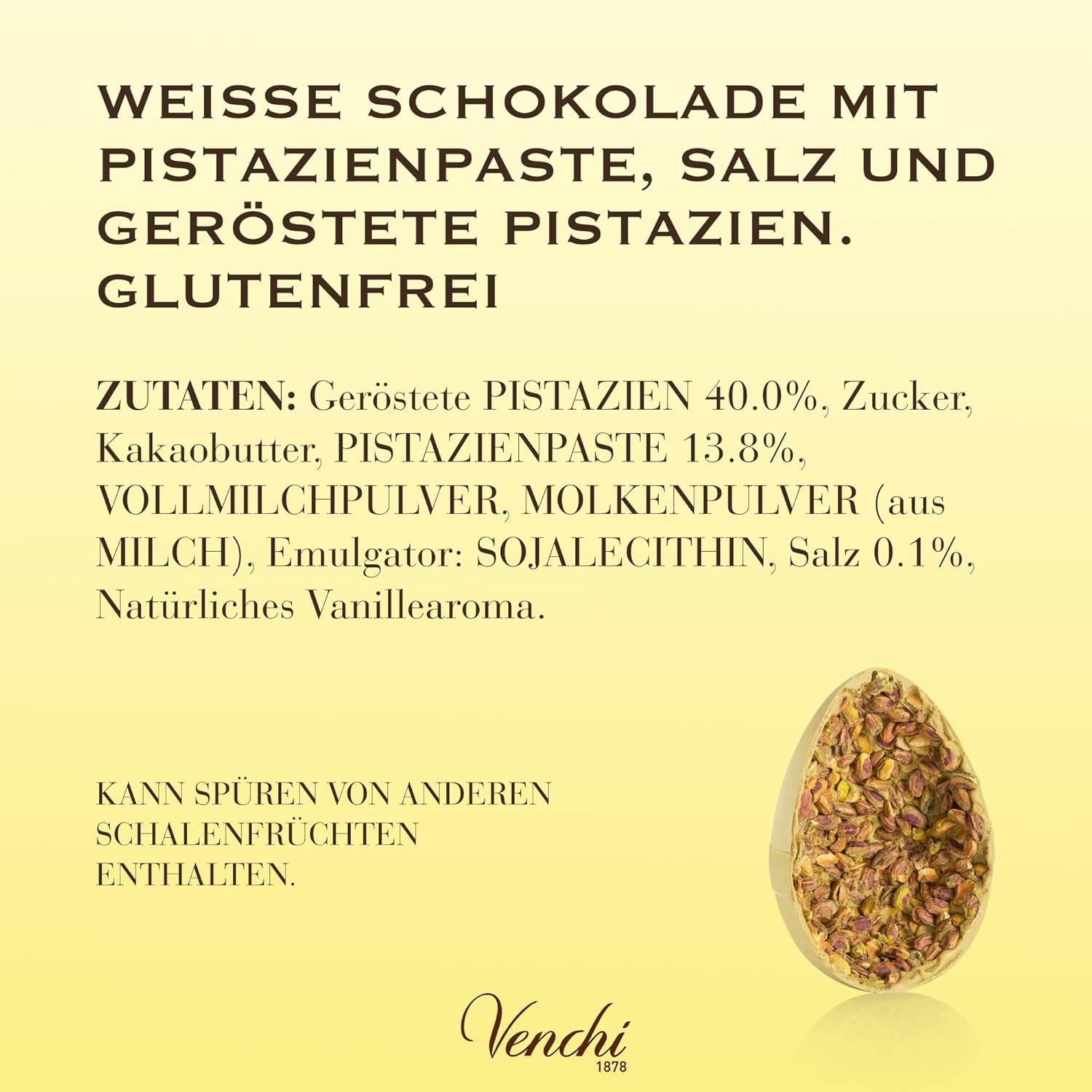 Venchi - Chokladägg, pistagesmak, med hel pistage, med överraskning, glutenfri, 500g, påskkollektion, presentidé