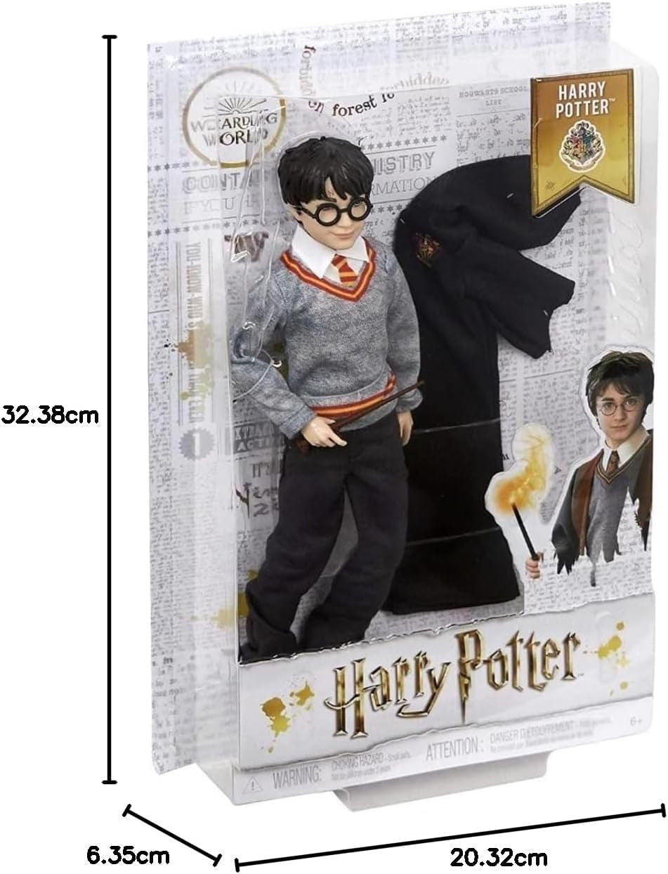 Mattel Harry Potter - Samlardocka (Ca 26 cm) med Hogwarts-uniform, Gryffindorrock och trollstav, leksak från 6 år FYM50 Actionfigurer Naty Shop