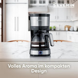 SEVERIN kompakt espressomaskin, aromatiskt kaffe med kaffemaskin för upp till 4 koppar, espressomaskin med filter och permanent oscillerande filter, rostfritt stål/svart, KA 4808