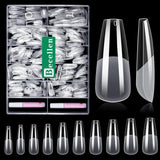 Becellen 500 st konstgjorda nagelspetsar, mjuka gelnagelspetsar, heltäckande, gelnagelspetsar, förpolerade konstgjorda naglar, DIY Nail Art limset (mandlar)