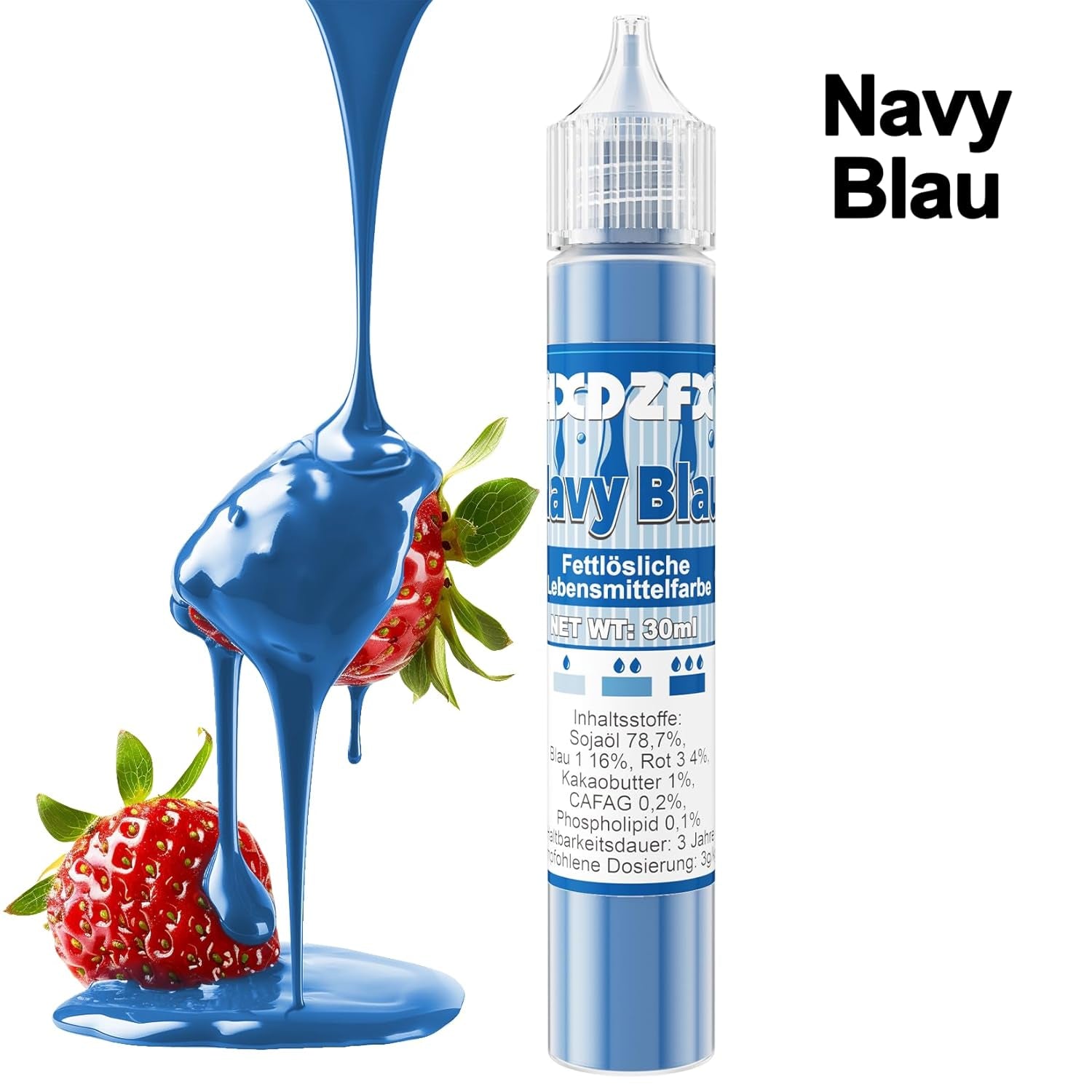 Fettlöslig matfärgning - 30 ml koncentrerad oljebaserad matfärgning för choklad matfärgningsset för tårtdekorering, fondant, smörkräm, bakning, hantverk (marinblå)