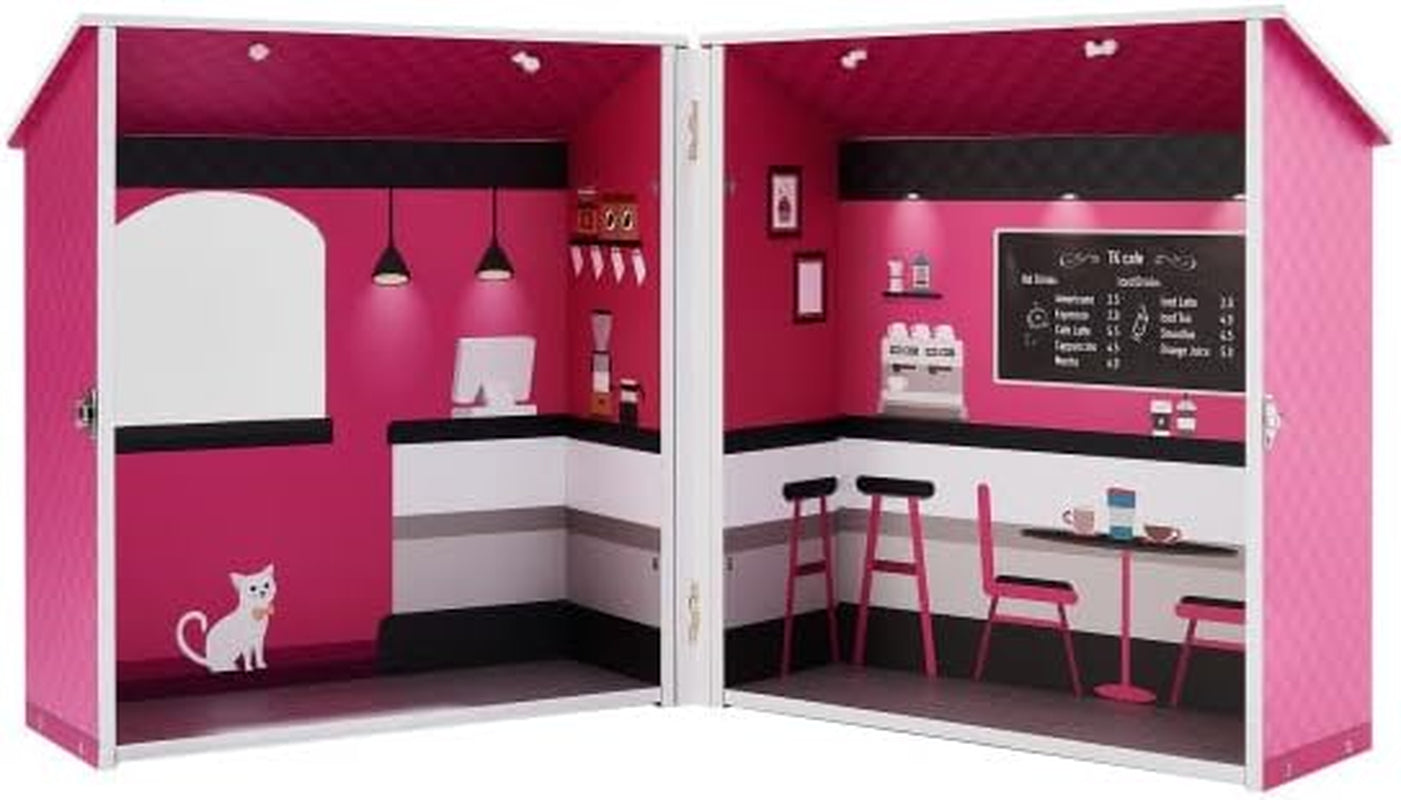 Teamson Kids - Dreamland City Café Dollhouse 30cm - Rosa/Vit/Svart