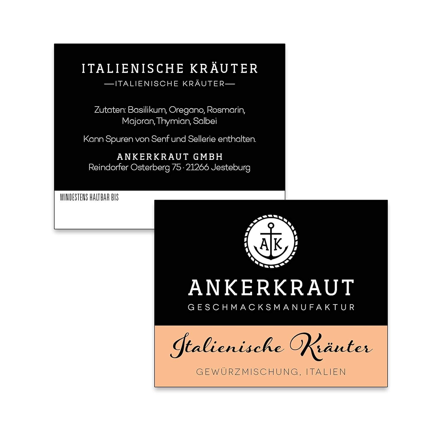 Ankerkraut Italienische Kräuter, Mediterranes Universalgewürz für Pasta, Pizza och Salade, 25 g im Korkenglas