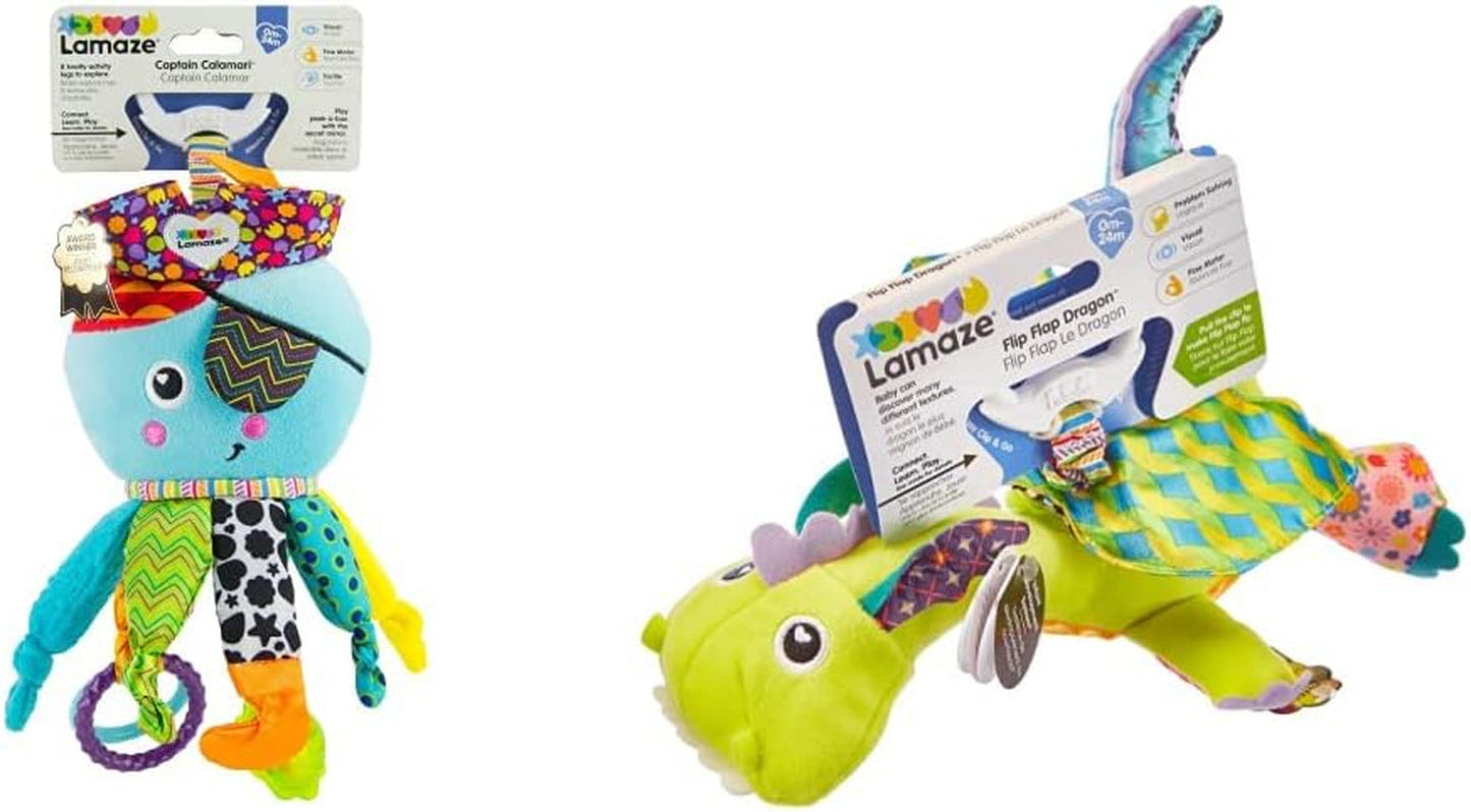 Lamaze leksak för barn Captain Calamari Pirate Octopus Clip & Go Högkvalitativ leksak för småbarn & Diego Barnleksak Flying Dragon Clip & Go Högkvalitativ leksak för småbarn Bebe Naty Shop Leksakspaket med Diego