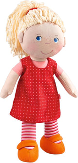 HABA 302108 - Annelie docka, tygdocka med kläder och hår, 30 cm, leksak från 18 månader, röda Dolls Naty Shop Single