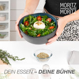 Moritz & Moritz EKOLOGISK serveringsskålsset, blå - 2 stora högkvalitativa skålar i stengods, moderna och tidlösa, tål mikrovågsugn och diskmaskin - perfekt för sallader, pasta, snacks och mer