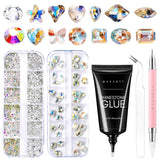 Makartt Rhinestone Adhesive Gel - 15ml UV Nagellim Set med Rosa Nail Charms Heart Circle Nail Smycken och Nageldesign Tillbehör för Hemmanikyr Alla hjärtans dag present