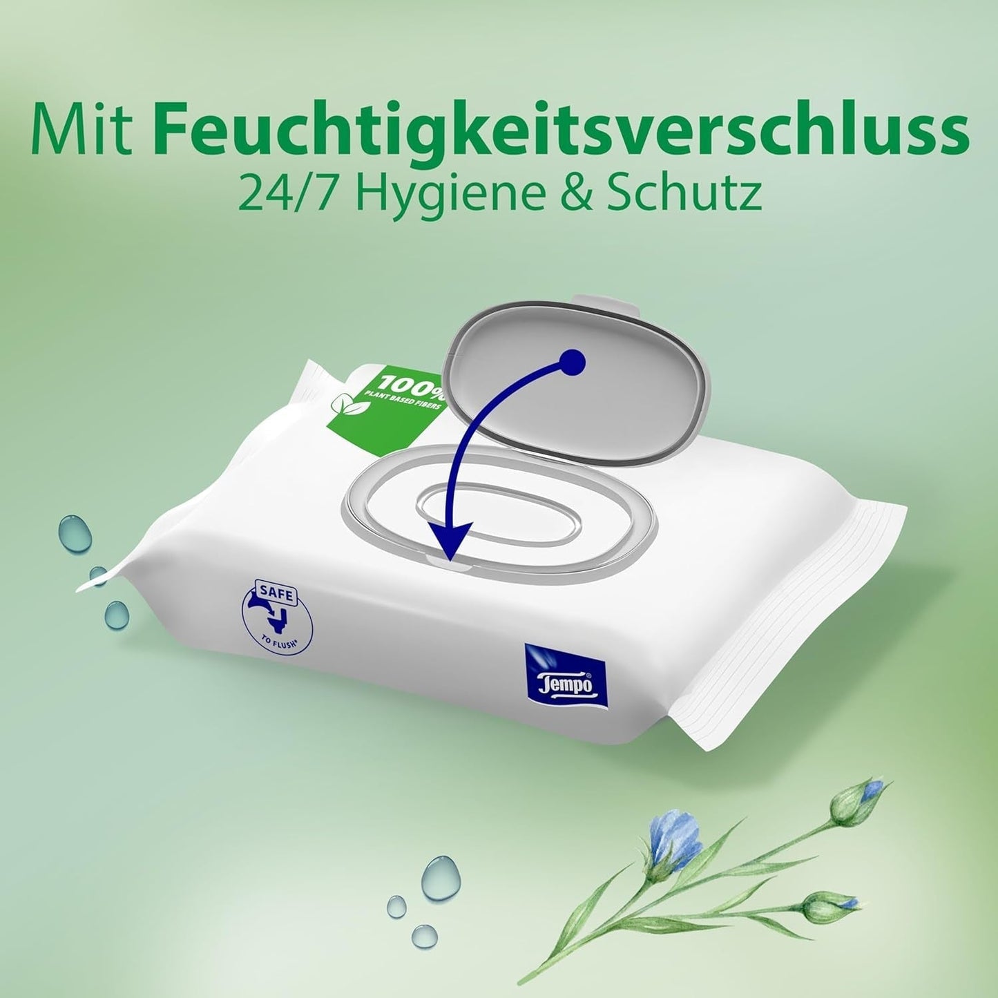 Tempo "Gentle & Caring" toalettservetter - Megapack - 16 paket med 42 våtservetter - Duo Pack - med naturlig kamomill - toalettpapper, dermatologiskt testad och neutral mot hudens Ph