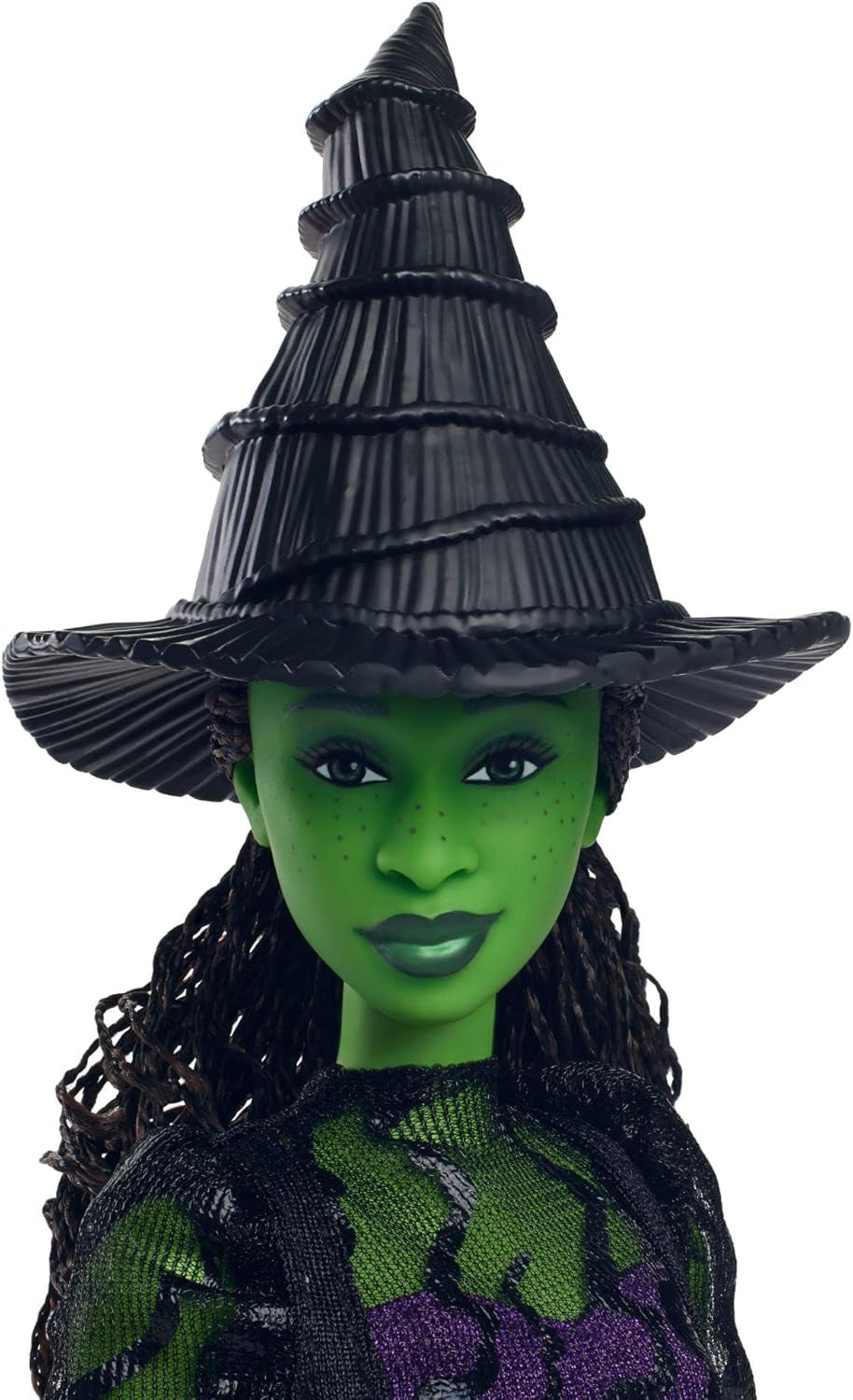 Mattel Wicked Elphaba modedocka och tillbehör med grön hud, svart flätat hår, olika möjliga poser och förlängningsbar balklänning, HXT62, [Multicolor] Naty Shop Dolls