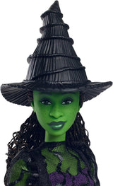 Mattel Wicked Elphaba modedocka och tillbehör med grön hud, svart flätat hår, olika möjliga poser och förlängningsbar balklänning, HXT62, [Multicolor] Naty Shop Dolls
