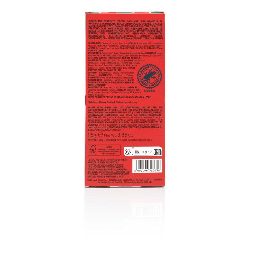 Venchi mjölkchoklad med hela SGB Piemonte skogshasselnötter, 100 g - glutenfri