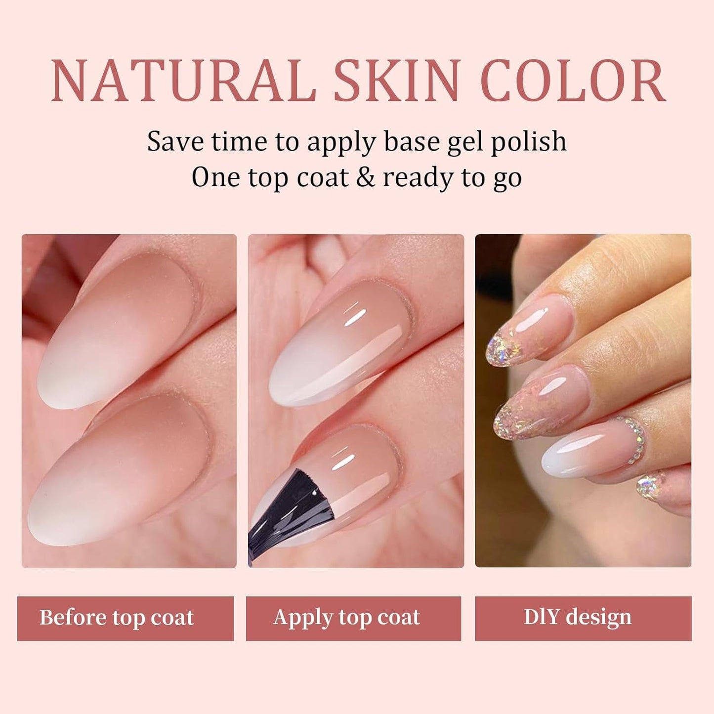 150 st Gradient False Nails Kit - 5 färger Ombre Design Självhäftande konstgjorda naglar - Heltäckande för kvinnor och tjejer - Glansiga lösnaglar för gör-det-själv-manikyr (fyrkantig)