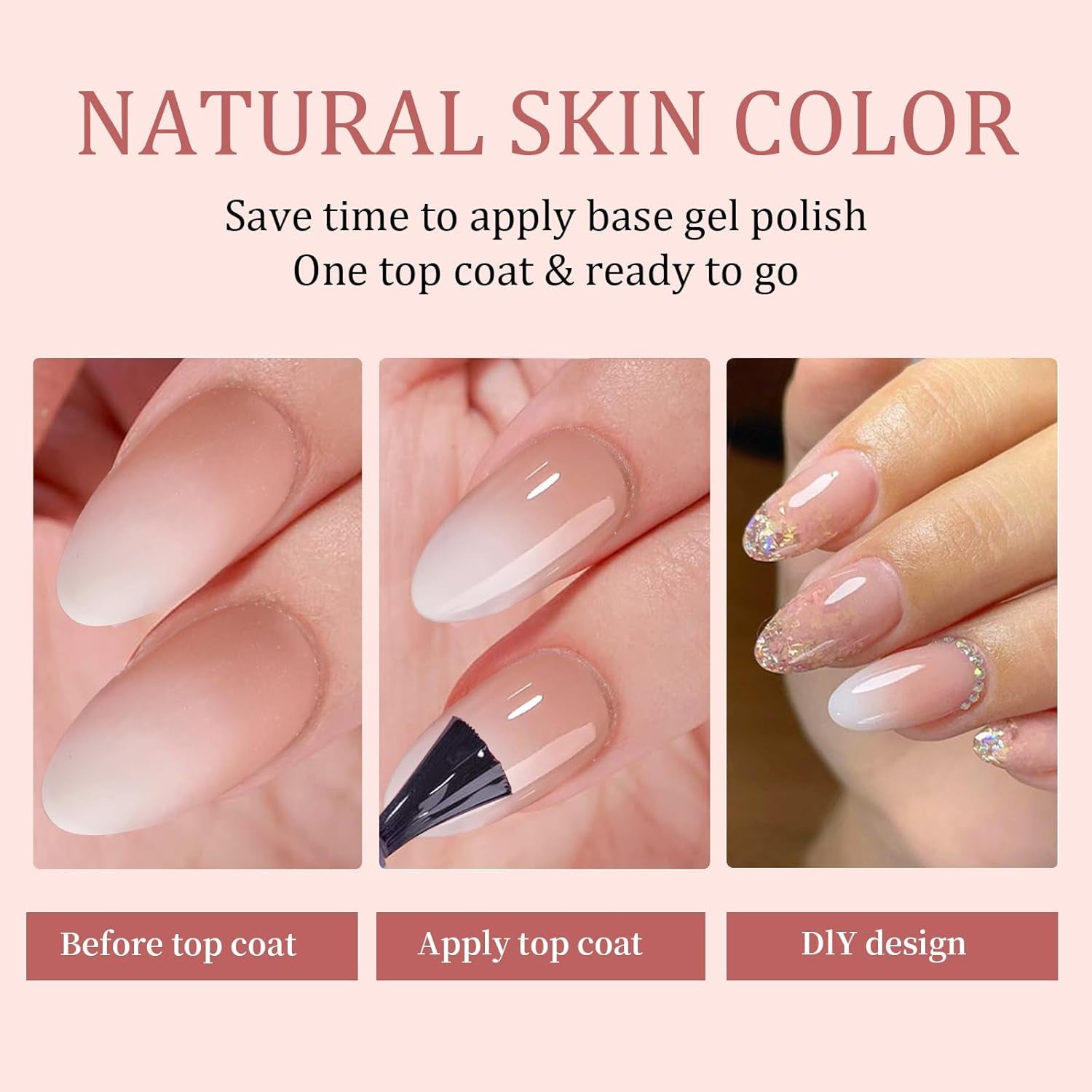 150 st Gradient False Nails Kit - 5 färger Ombre Design Självhäftande konstgjorda naglar - Heltäckande för kvinnor och tjejer - Glansiga lösnaglar för gör-det-själv-manikyr (fyrkantig)