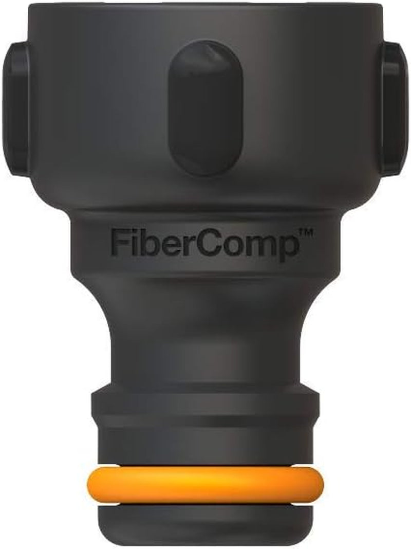 Fiskars krananslutning, för kranar, Ø 21mm (G 1/2"), FiberComp, universell storlek, 10g, svart/orange, 1027053