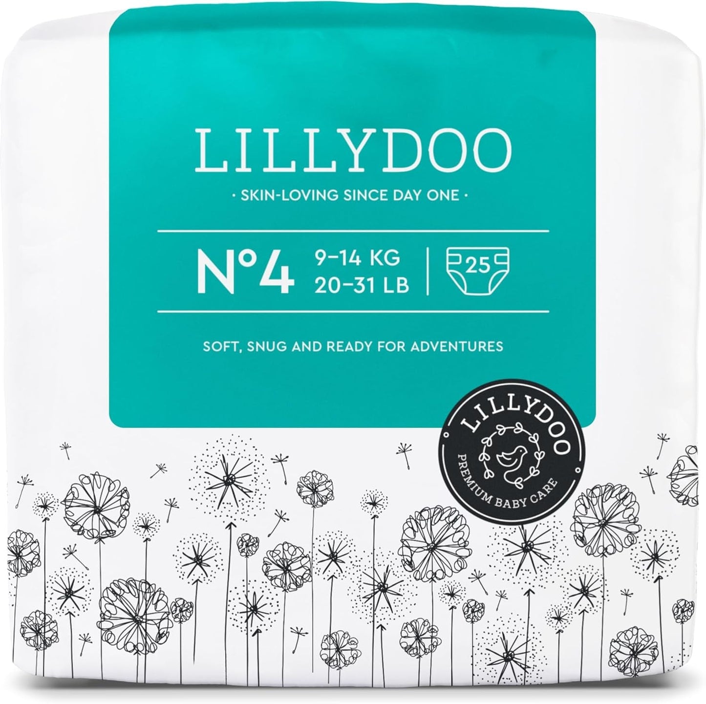 LILLYDOO Babyblöjor Hudvänliga - Storlek 3 (6-10 kg), 29 delar, tillförlitligt läckskydd, mjuk, parfymfri och lotionfri för känslig hud, dermatologiskt testad