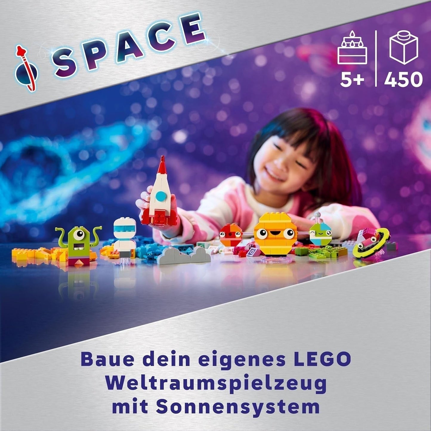 LEGO Classic Creative Space Planets Solsystem Byggmodell för barn Rymdleksak med raket Rymdskepp Planeter och utomjordingar Present för barn 5 år gamla pojkar och flickor 11037 Byggset Beuche den LEGO-Store