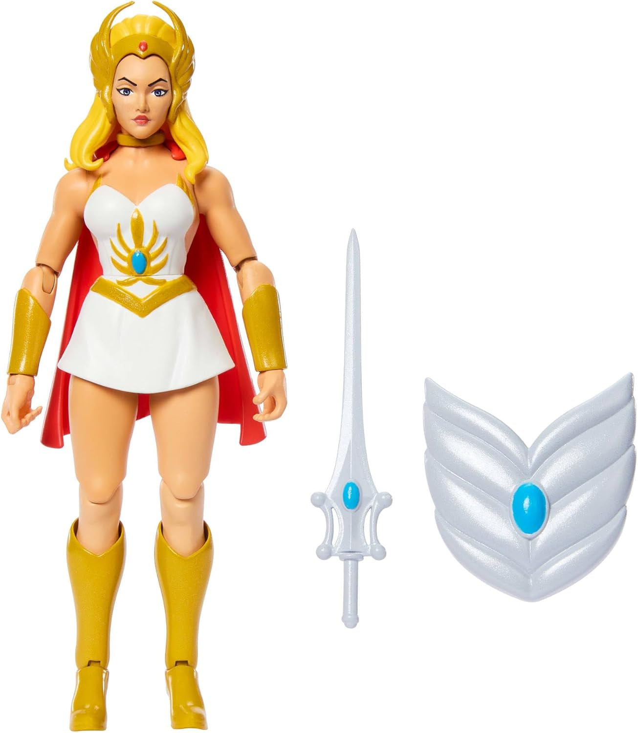 Masters of the Universe Origins She-Ra tecknad actionfigur, ca 14 cm lång, 1980-tals TV-hjältinna, Princess of Power, detaljerad design och tillbehör, JBM76 actionfigurer Naty Shop Standardtitel