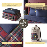 Night Lark påslakan och örngott set, 10,5 tom, enkel, klassisk röd tartan, lyxiga sängkläder, allergivänliga, maskintvättbara täcken och täcken Naty Shop