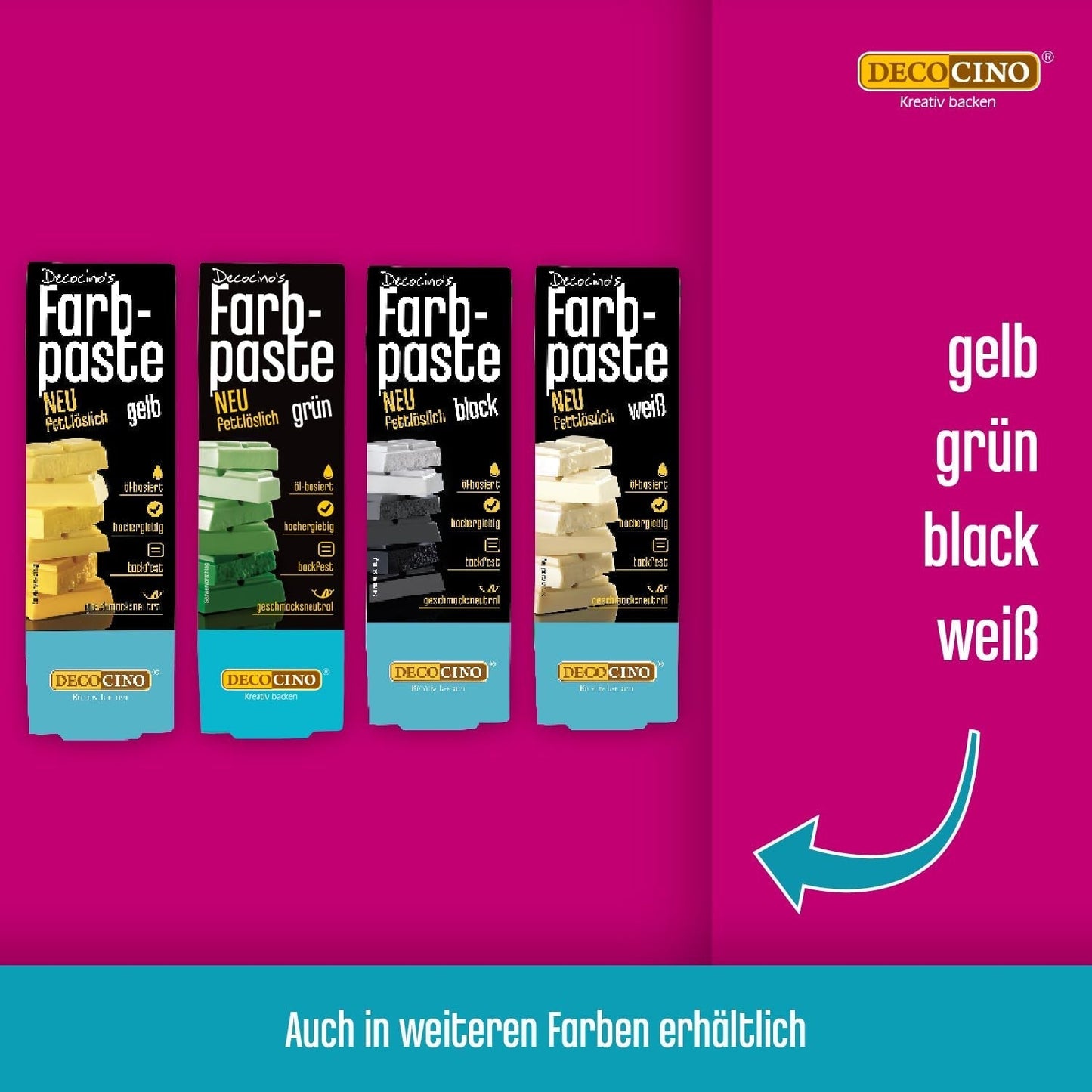 DECOCINO Röd fettlöslig färgpasta - 15 g - Oljebaserad matfärg, idealisk för färgning av choklad, smörkräm, fondant eller kakdeg (Pack 3)