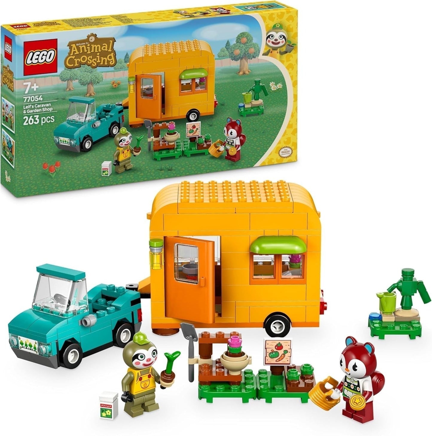 LEGO Animal Crossing Gerd's Caravan & Garden Rollspelsset Billeksak för barn 7 år gamla flickor och pojkar Present djurfigur Videospelleksak 77054 Byggset Besuche den LEGO-Store Standardtitel