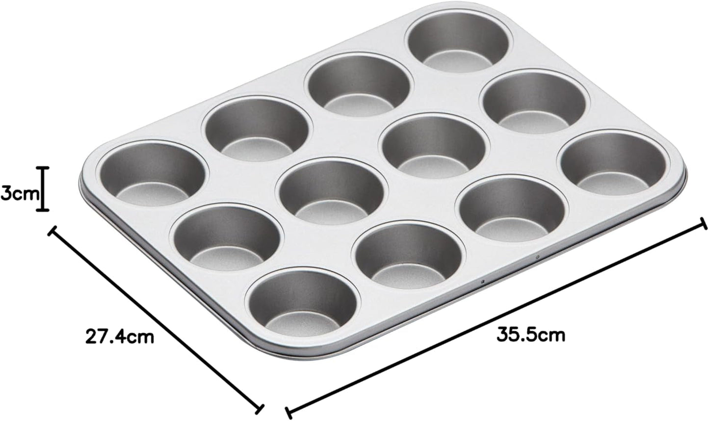 Bakplåt för köksmuffins, non-stick lock, rymmer 12 muffins, 35 cm X 27 cm Naty Shop bakformar och plåtar