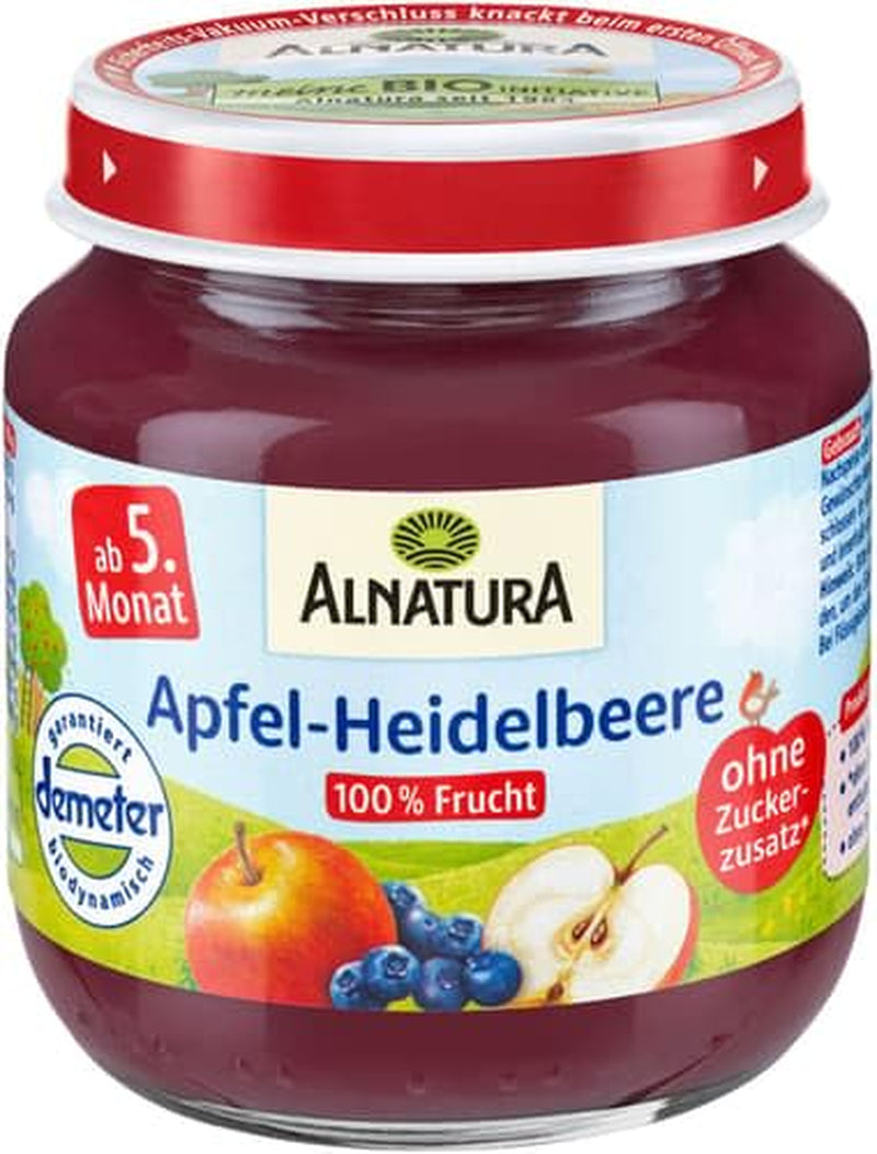 Demeter glasburk med äpplen och blåbär, 125 g