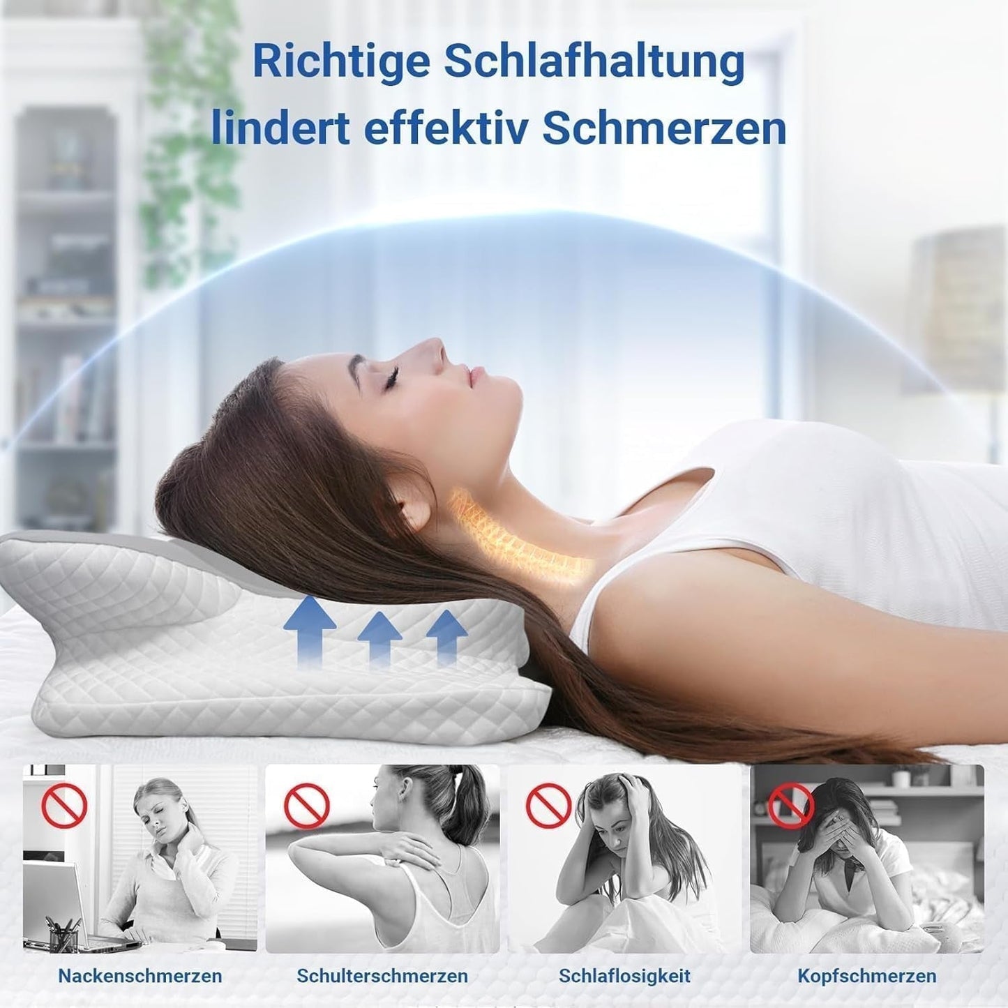 Hothands Memory Foam Kudde Ergonomisk Ortopedisk Kudde Sida Baksida Buken smärtlindring Kudde Förbättra sömnkvaliteten 62X41X13/11Cm cervikala ortopediska kuddar Naty Shop