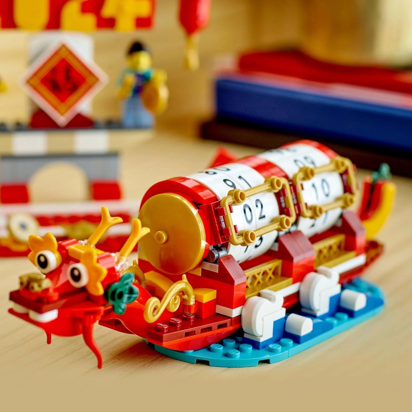 LEGO semesterkalender, kinesisk julklapp för pojkar och flickor, byggset för månnyår, låter barn leka fantasifullt, festleksak, dekoration för kinesiskt nyår 40678 Byggset Besuche den LEGO-Store