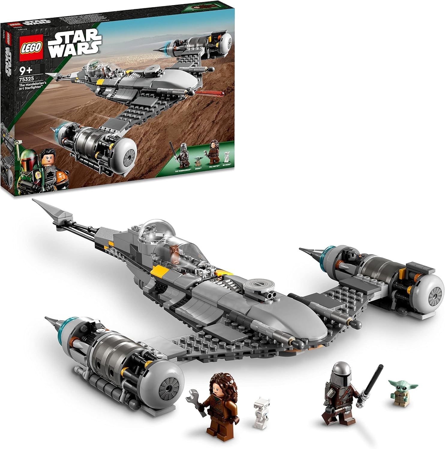 LEGO Star Wars The Mandalorian Fighter N-1 från Book of Boba Fett Byggleksak med rymdskepp Set med 4 karaktärer inklusive Baby Yoda Figur 75325 Byggset Besuche den LEGO-Store Singel