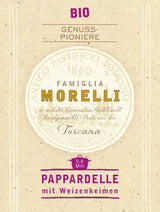 BioGourmet Pappardelle med vetegroddar - Ekologisk bred pasta för grytor och såser - med extra näringsämnen | 500 g ekologiskt och veganskt