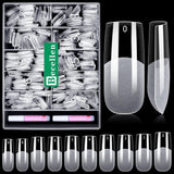 Becellen 500 st konstgjorda nagelspetsar, mjuka gelnagelspetsar, heltäckande, gelnagelspetsar, förpolerade konstgjorda naglar, DIY Nail Art limset (mandlar)
