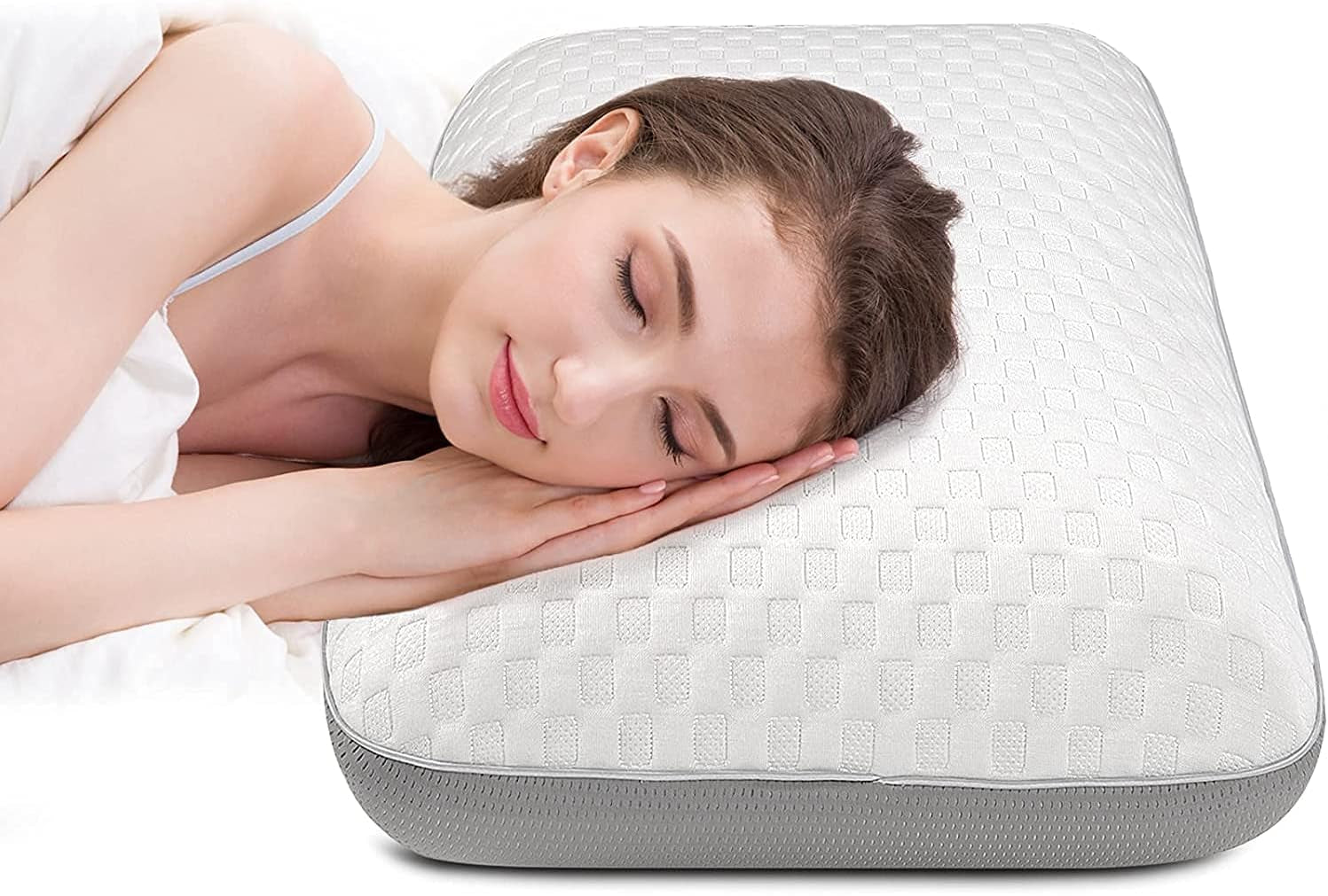 Fityou Memory Foam Kudde Nackstödskudde Ergonomisk sovkudde Kylkudde Dubbelsidig design Tvättbart kuddfodral (67,5X40X13Cm) Cervikala ortopediska kuddar Naty Shop Ljusgrå 67,5X40X13Cm