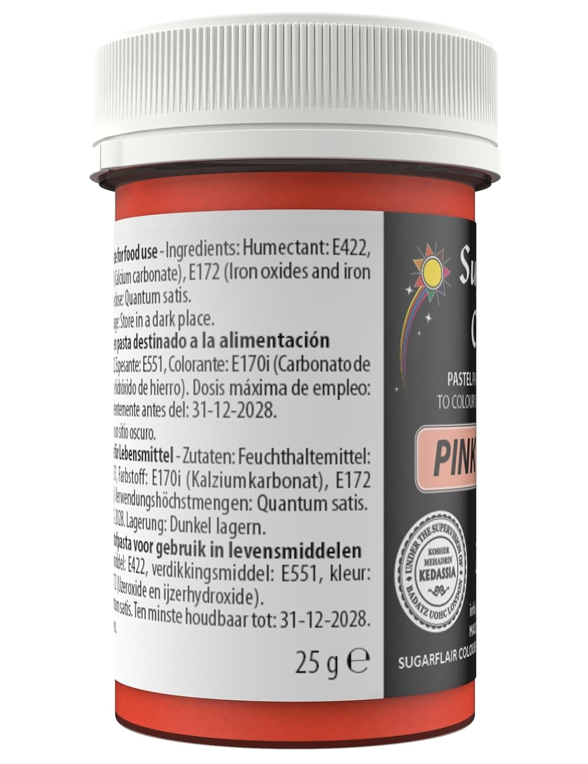 Sugarflair Pastell Pink Honey Food Coloring Paste - Högkoncentrerad för användning med smörkräm, sockerpasta, royal icing eller kakmixar, livfull matfärg - 25g