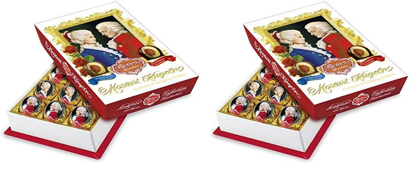Reber Mozartkulor med mörk choklad, 6-pack med marsipan och nougat, vegansk - 1 x 120 g