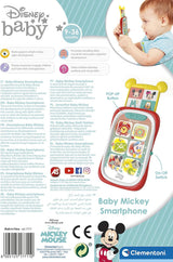 Clementoni 17711 Disney Baby Baby Mickey Smartphone, Barnmobil med ljus- och ljudeffekter, Interaktiv leksak för barn 9-36 månader, M, Flerfärgad Bebe Toys Naty Shop