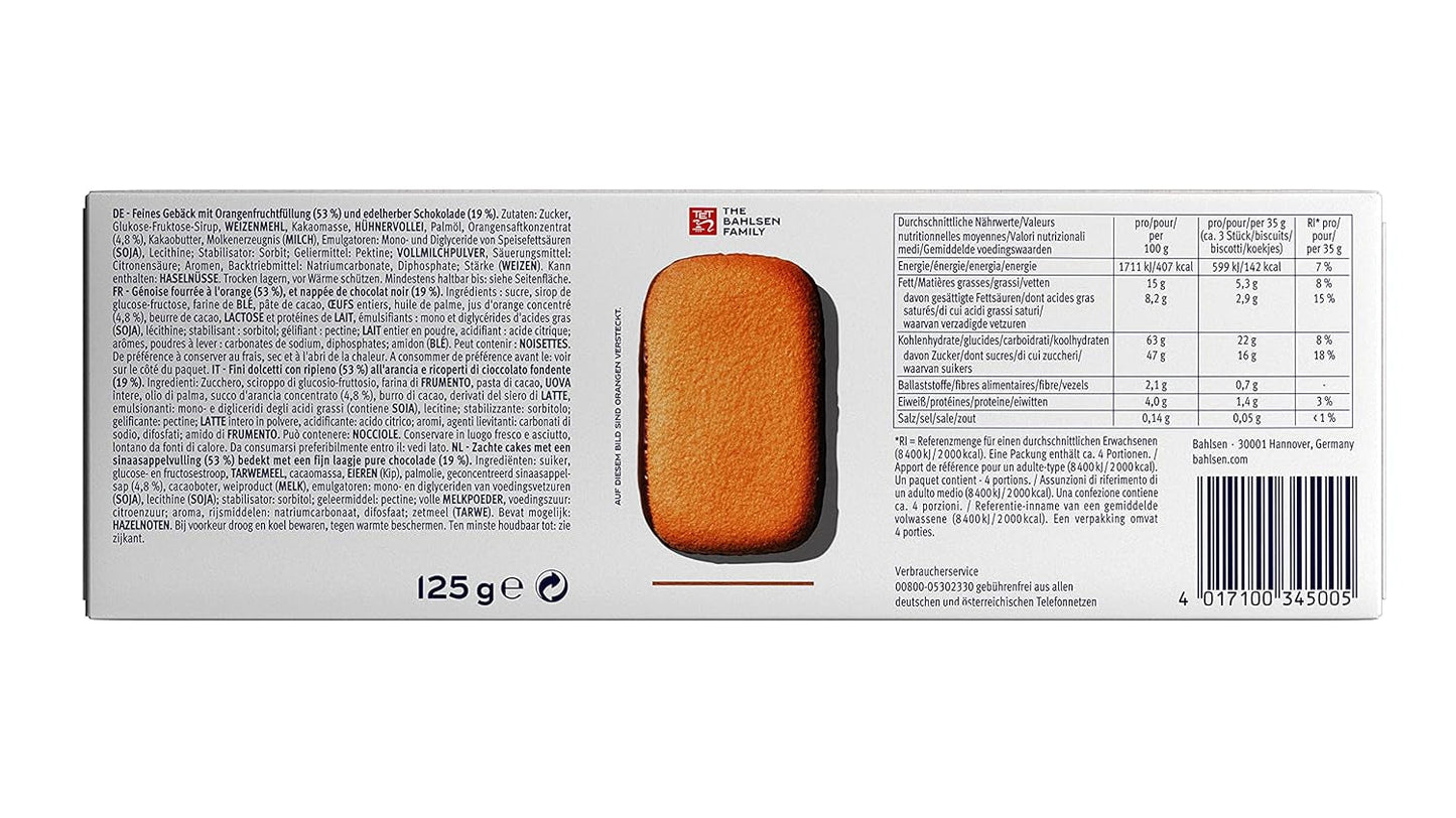 Bahlsen Messino Edelherb - Paket med 4 - Edelherb Choklad Apelsin fyllning fluffig deg (1 x 125g)