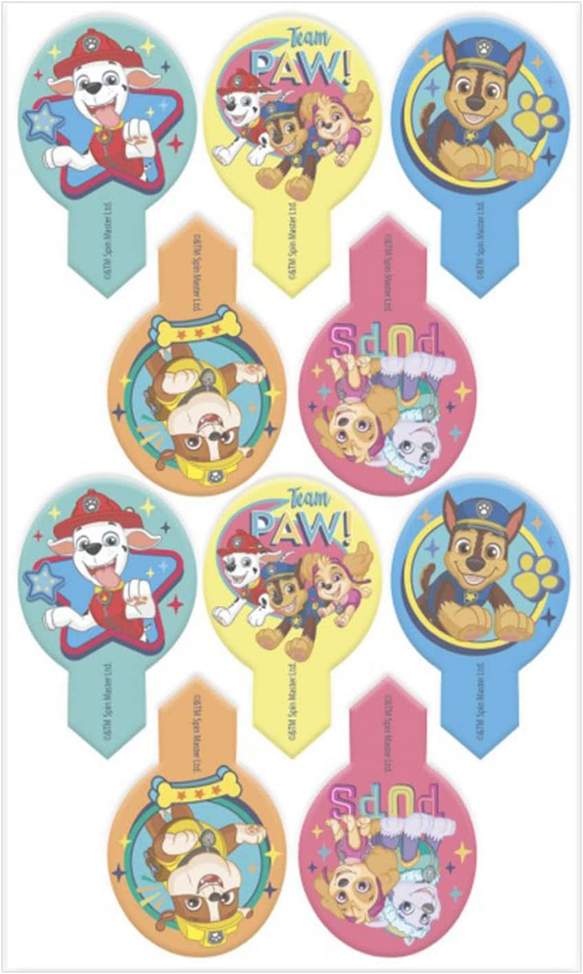 Dekora, Dekorapin Paw Patrol Ätliga tårtdekorationer, 20 ätbara pappersrån - 6,5 X 4 Cm Naty Shop