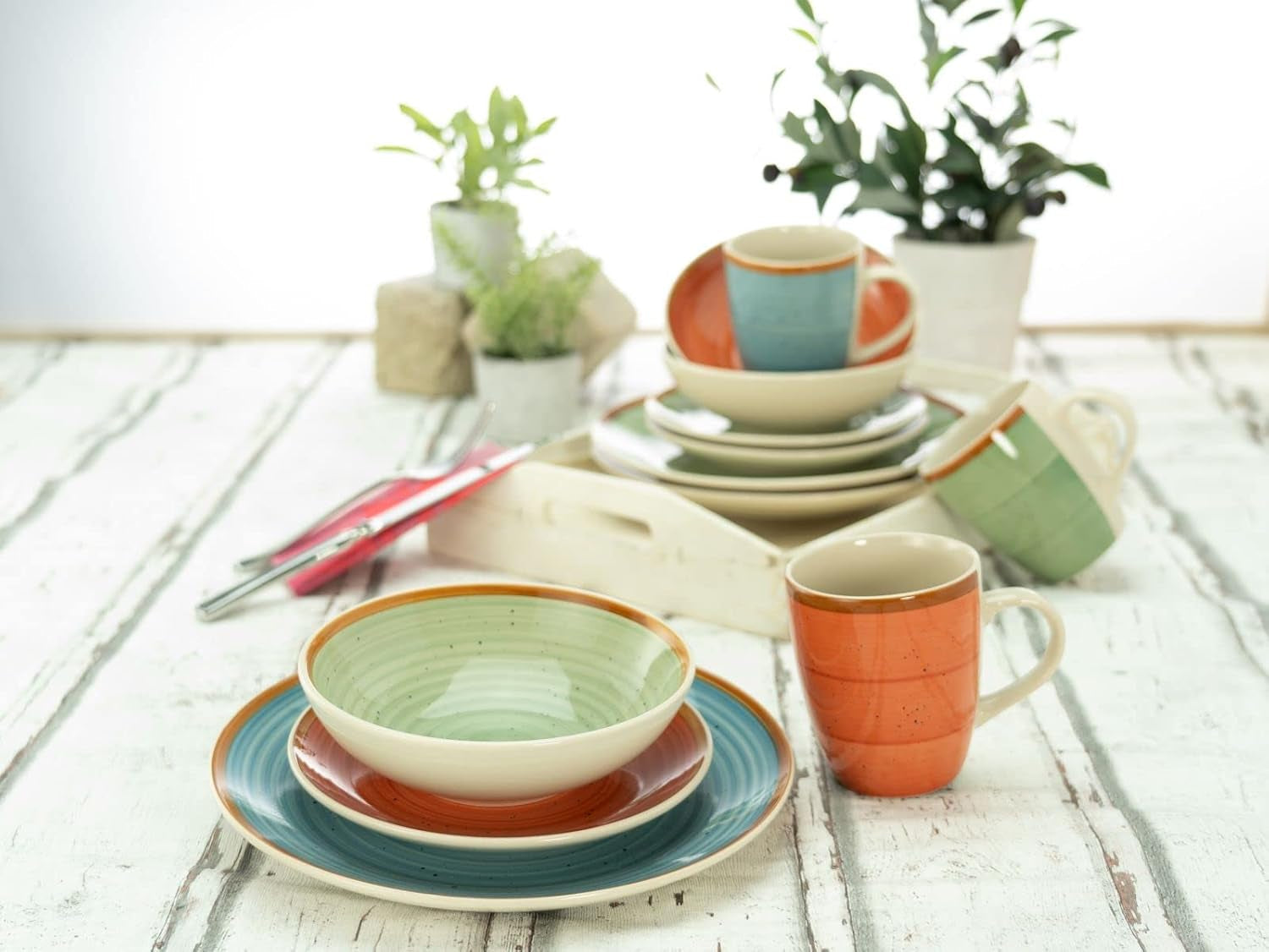 CreaTable, 22851, COUNTRY-serien, 24-delat servisset för 6, kombinerad porslinsservice, diskmaskin och mikrovågssäker, kvalitetstillverkning