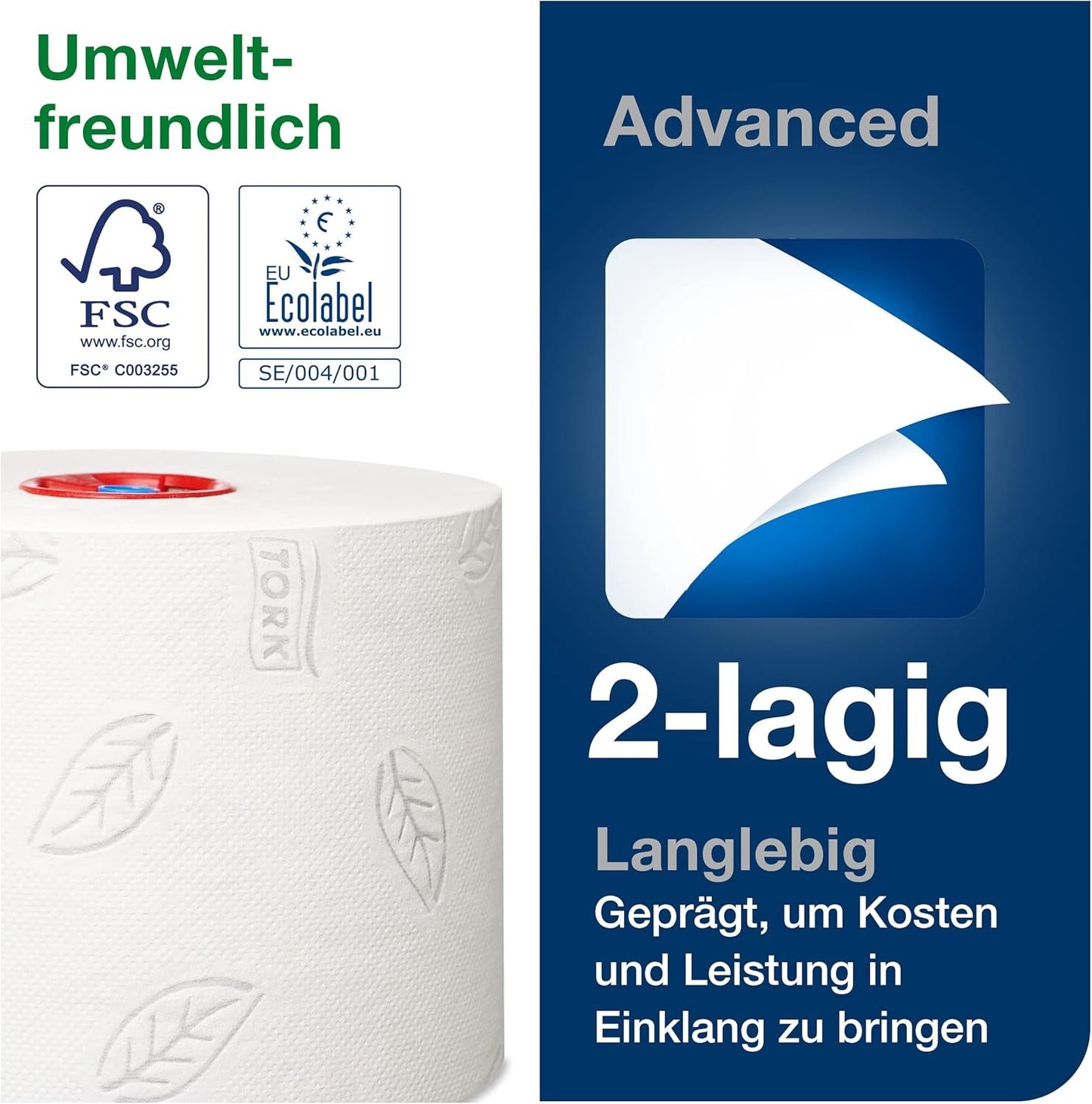 Tork 127530 Avancerad kvalitet Midi Mjukt Toalettpapper för Tork T6 Dual Roll Toalettpapper Dispenser / 2 Ply Rivfast Mjukt Toalettpapper 27 Pack (27 X 100 meter)