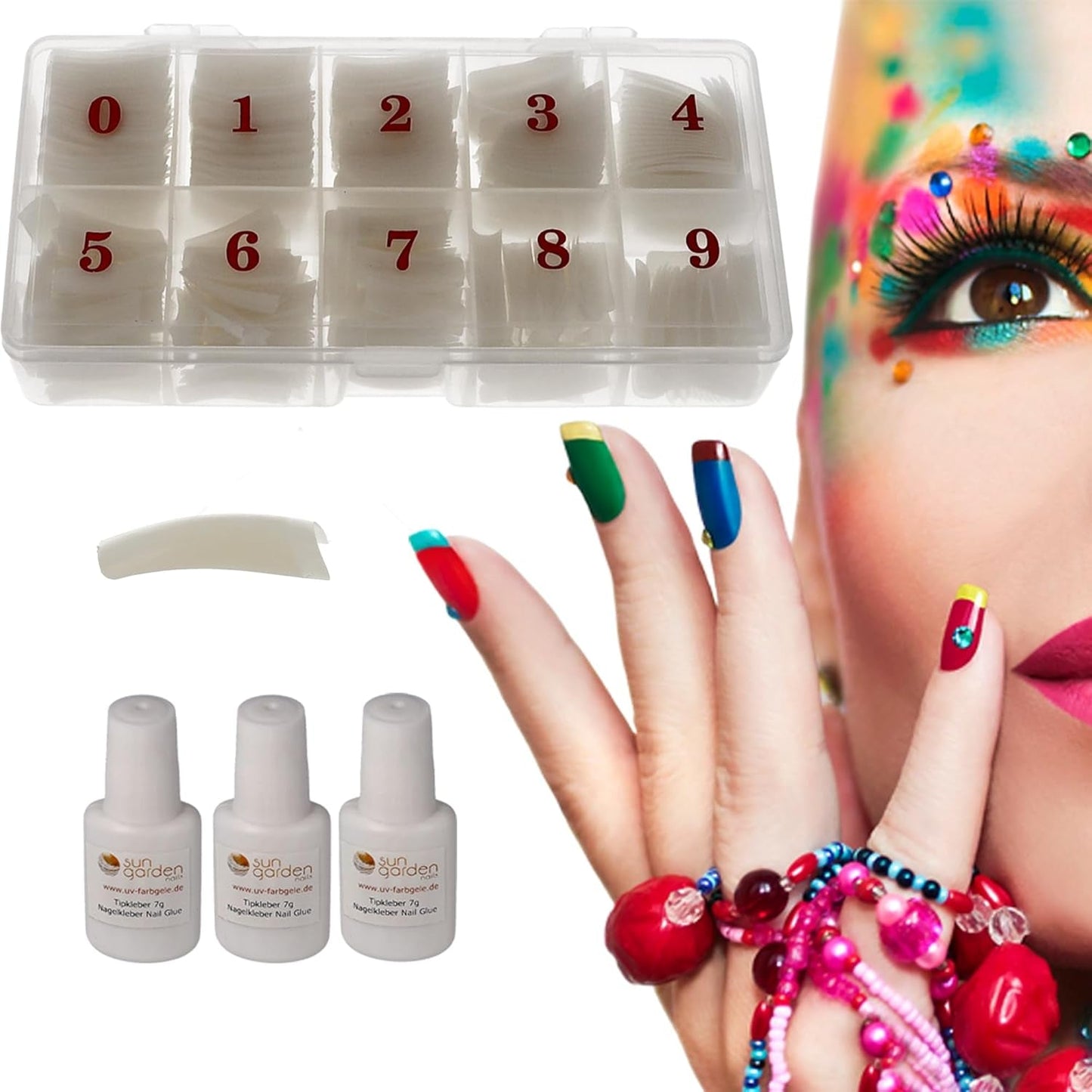 Sun Garden Nails Tipsbox 500 Tips Inkl. 3 tips limtips Nageltips lim - modellera naglar