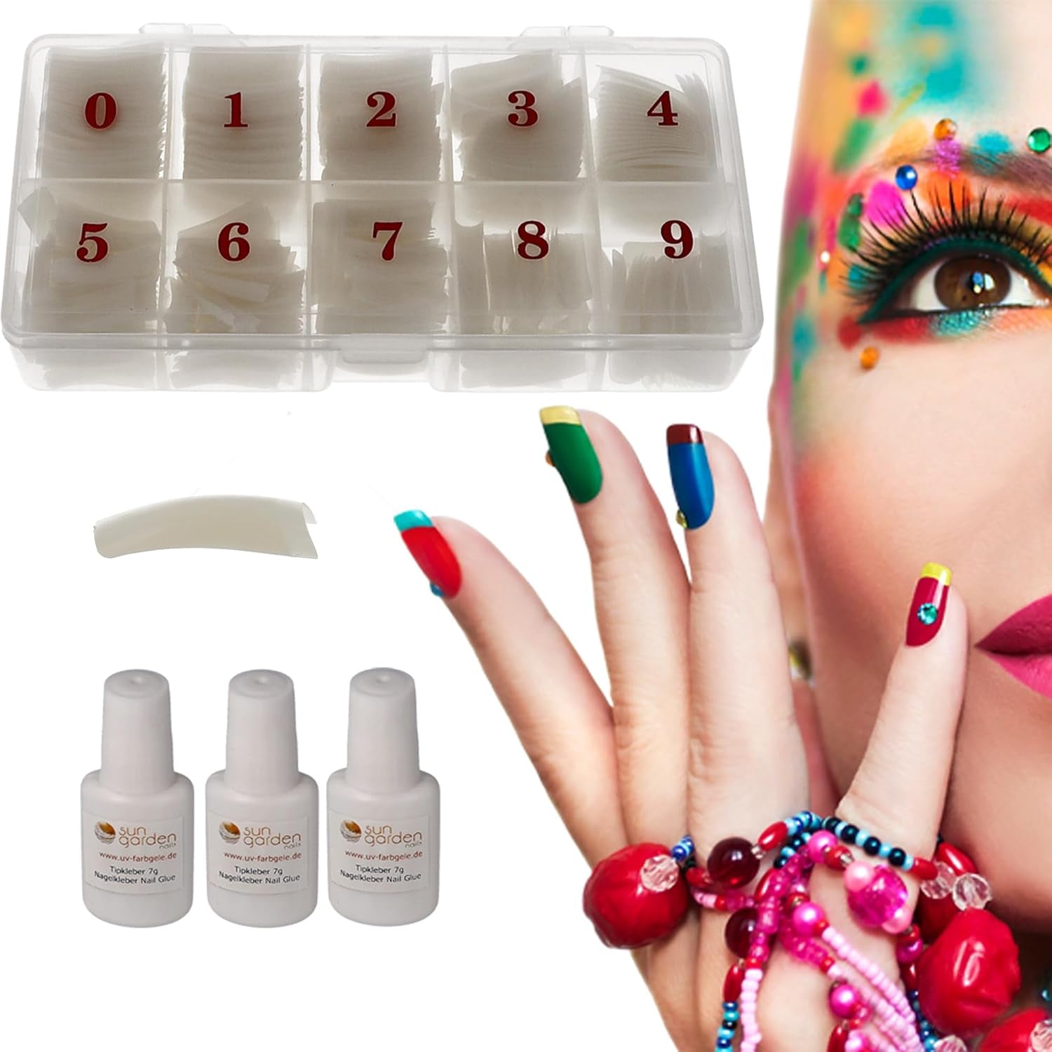 Sun Garden Nails Tipsbox 500 Tips Inkl. 3 tips limtips Nageltips lim - modellera naglar